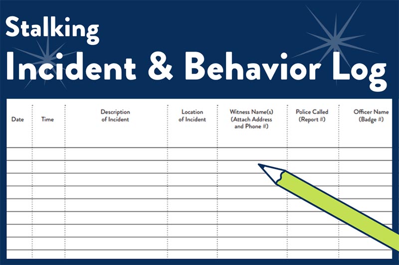 Stalking incident and behavior log sheet